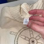 Vintage 80’s St. John santana knit creamy mock neck sweater nautical bling Silver Size L Photo 10