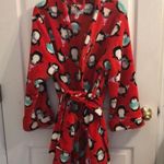 PJ Couture Fluffy Red Bathrobe With Christmas Penguins Photo 0