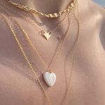Boutique NEW Sparkly Gold Unisex-Women’s Pearl Heart, Yellow Gold Filled Necklace, 16-18” Photo 1