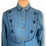 Vintage Cambridge Dry Goods Top Medium Wash Blue Chambray Denim Patriotic Navy Photo 0