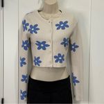 Forever 21  Daisy Crop Cardigan Cream Blue Small Preppy Twee Coquette Spring Chic Photo 1