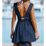 Cupshe - Navy Plunging Double Waist Tie Cover-Up size Med Photo 5