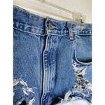 County Seat Vintage 90s Y2K Destroyed Cut Out Raw Hem Denim Jeans Shorts Sz 30 Blue Photo 3