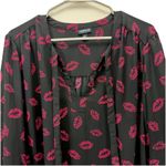 Torrid  Black Lips Georgette Bow Tie Neck Pullover Blouse Size 2X Photo 7