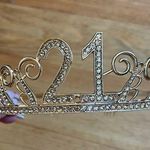 Amazon Gold 21st Birthday Tiara with Crystal Embellishments Super Glitzy & Sparkly NWOT Photo 0