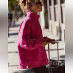 Free People A Cut Above Mock Neck Pullover Sweatshirt Candy Pink Large Photo 1