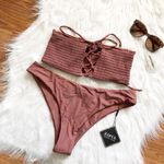 Zaful Rose Ruched Strapless Bikini Photo 0