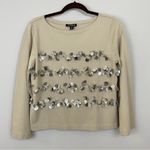 J.Crew Tan Mariner jersey long-sleeve T-shirt with floral embellishment size S Photo 3