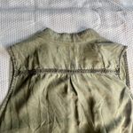 Max jeans  Womens Small Vest Top Sleeveless Olive Green Woven‎ Open Cinch Waist Photo 3