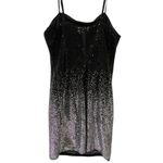 Iris Black Silver Sequin Spaghetti Strap Fully Lined Zip Back Mini Dress Large Photo 9