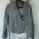 BLANK NYC Suede Moto Leather Jacket Silver Gray Cropped Lined Womens XL Photo 0