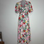 Old Navy  Fit & Flare Linen-Blend Maxi Dress Floral Boho Coastal Small pink green Photo 1
