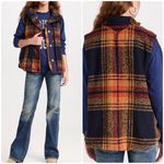 Free People Wrapped Up Blanket Vest Navy And Gold Photo 1