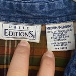 Basic Editions vintage womens brown plaid 100% cotton long. Sleeves shirt size M Size M Photo 4