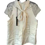 NWT Nicole Miller Satin Shirt with Lace Detail Size M A56 White Size M Photo 0