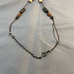 White seashell carved flower necklace on beaded leather cord 15” 3” ext Brown Photo 5