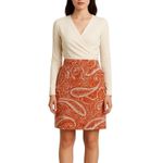 J.Crew Women's The Pencil Skirt Classic Straight Orange Cream Paisley Size 8 Photo 4
