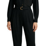 d.frank Jumpsuit Women Black Gold Embellished Long Sleeve Belted Vintage Photo 0