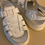 Dr. Martens women’s white leather white leather platform sandals size 12 wide Photo 0