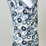 Jennie & Marlis Grey Black White Circle Cowl Neck Sleeveless Blouse Medium Gray Photo 3
