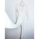 House Of CB  Catalin White Flared Jumpsuit Size XS Long Sleeve Bridal 70s Stretch Photo 9
