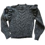 Topshop  Sweater Size XS 0/2 Gray Ruffle Puff Longsleeve Cableknit High Neck Photo 9