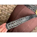 belt split leather black braided goldtone buckle stone western Photo 7