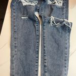 Pretty Little Thing Mid Blue Ripped Mom Jeans Photo 6