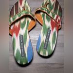 Charlotte Moss Vero Cuoio Women's Flat Sandals Genuine Leather Sole,SZ 7,Vintage Green Photo 1