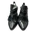 Tibi  York Black Leather Fringed Slingback Stiletto Booties Heels Size 7.5 Photo 1