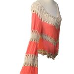 Umgee Lace crochet Boho Stretch Knit Tunic with Lacy Crochet Trim Coral size S Photo 8