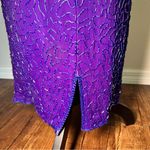 Laurence Kazar Silk Purple and Gold Embellished Sheath Dress Photo 9