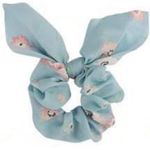 FLORAL Chiffon 2 in 1 Tie Bow Scrunchie Hair Accessory Blue Photo 0
