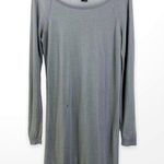 Theory  Gray Wool Silk Long Sleeve Boatneck Knit Mini Dress Photo 0