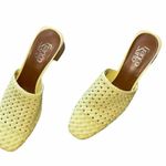Franco Sarto NEW Woven Leather Block-Heel Mule Clog Yellow Laser Cut Photo 7