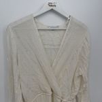 Blue Island  Ivory Silver Metallic Swim Coverup Dress Size Large Rayon Boho Photo 1