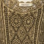 Simply Couture  Lace and Crochet Taupe Top Medium Photo 2