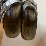 Birkenstock Arizona Leather Soft Footbed in Metallic Silver NEW 40 / L9 Photo 5