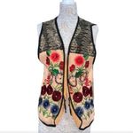 Vintage 70s 80s Reversible Embroidered Vest Western Vibes Open Front Floral sz M Multiple Size M Photo 0