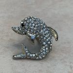 Silver Tone Crystal Ocean Beach Dolphin Ring Photo 0
