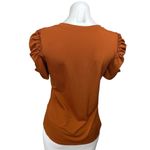 Philosophy Women's Brown Knit Short Puff Sleeve V-Neck Blouse Sweater Top Size S Photo 2
