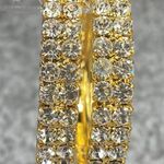 Dress Up Gold Tone Hoop Rhinestone Pierced Post Earrings Women Sparkle Shine  Photo 4