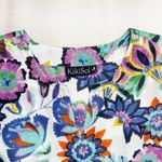 KIKI SOL womens printed beautiful vacation summer tunic blouse top S White Photo 3