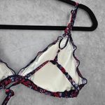 Old Navy  Blue Floral Bikini Top Swimwear Swimsuit Padded Ruffle Small Photo 4