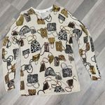 XXist‎ Shimmer Purses Print Button Up Cardigan Sweater Gold Tan Multi Large Photo 8