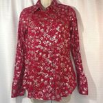 Roper Fitted Jewel Snap Western Red Silver Cowgirl Long Sleeve Shirt women sz S Photo 0