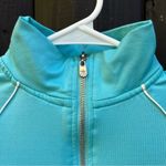 BCBG Max Azria aqua turquoise zipup sweatshirt size small Photo 2