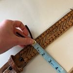 Vintage 90s Western Woven Genuine Leather Silver Buckle Belt Size Medium Brown Photo 8