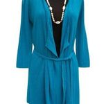 Cache  Aqua Cover Up Shrug Wrap and Belt Top New Stretch Peek A Boo Knit $88 NWT Photo 0