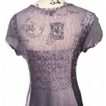 Komarov Sheer Overlay Midi Dress Purple Crinkled Bodice Keyhole Size XL Photo 4